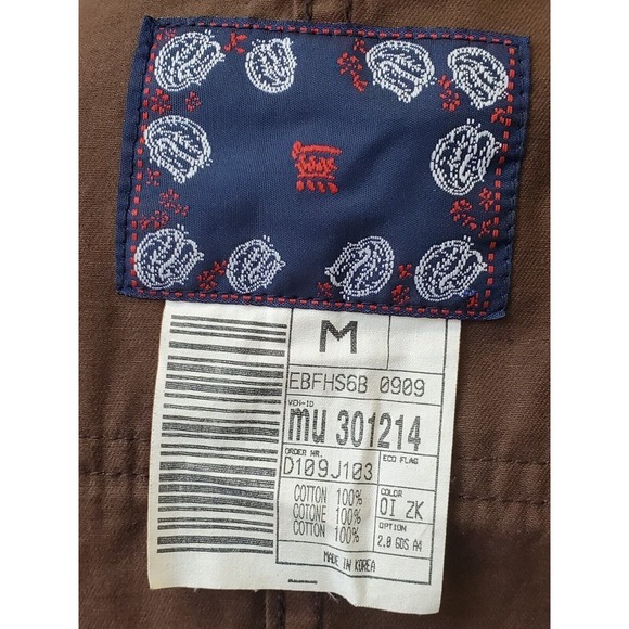 Women's Brown Canvas 100% Cotton White Edging Trims Full Zip Jacket Size Medium - Picture 11 of 14